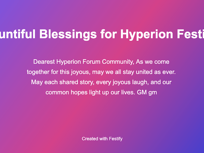 Bountiful Blessings for Hyperion Festival